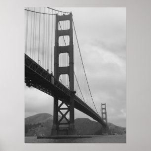 Golden Gate Bridge (Black and White) Poster