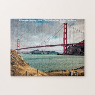 Golden Gate Bridge California. Christmas Greetings Jigsaw Puzzle