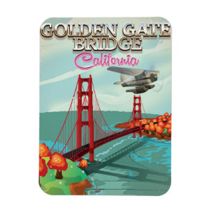 Golden Gate Bridge California travel cartoon Magnet