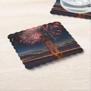 Golden Gate Bridge Fireworks Independence Day, Paper Coaster