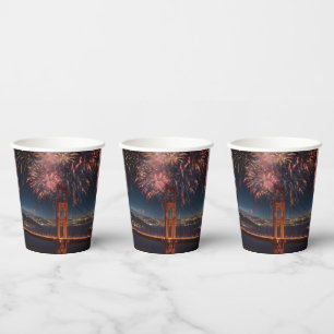 Golden Gate Bridge Fireworks Independence Day, Paper Cups