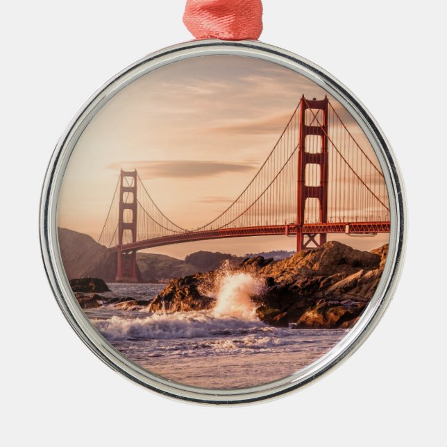 Golden Gate Bridge from Baker Beach Metal Ornament (Front)