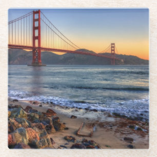 Golden Gate Bridge from San Francisco bay trail. Glass Coaster