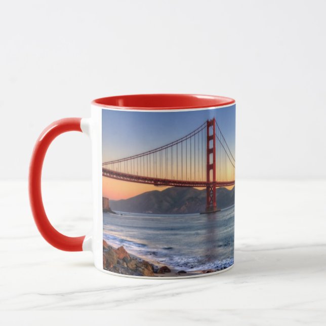 Golden Gate Bridge from San Francisco bay trail. Mug (Left)