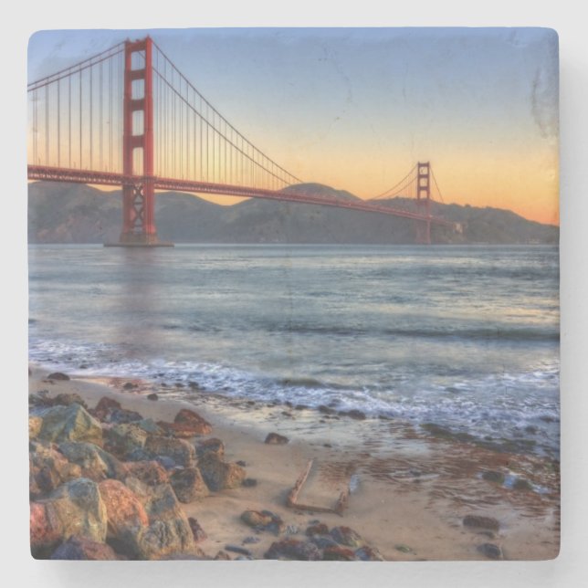 Golden Gate Bridge from San Francisco bay trail. Stone Coaster (Front)