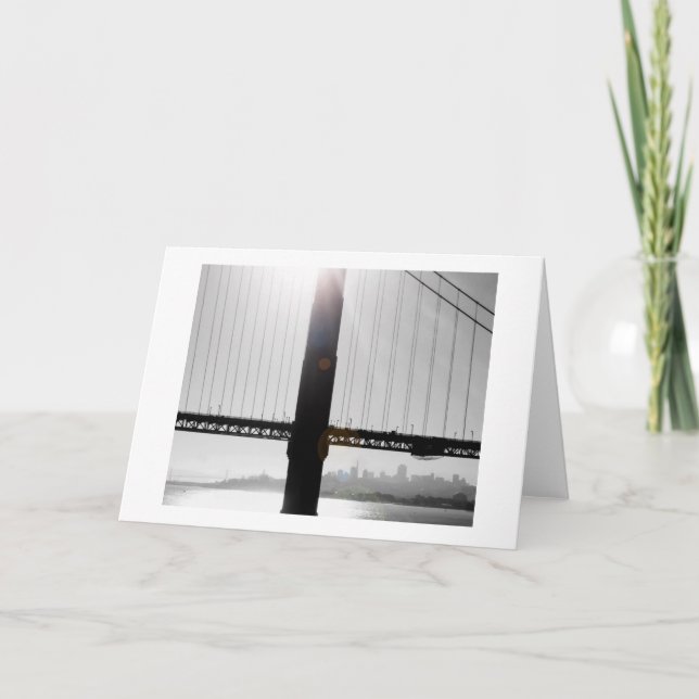 Golden Gate Bridge Greeting Card (Black & White) (Front)