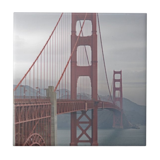 Golden gate bridge in mist. ceramic tile (Front)
