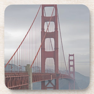 Golden gate bridge in mist. coaster
