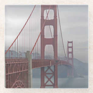 Golden gate bridge in mist. glass coaster
