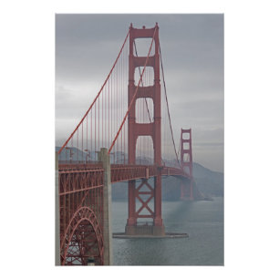 Golden gate bridge in mist. poster