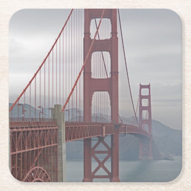 Golden gate bridge in mist. square paper coaster (Front)