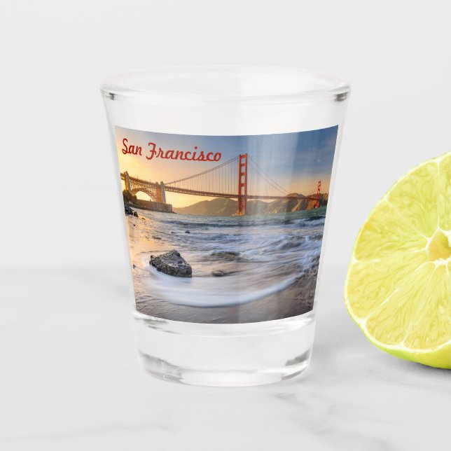 Golden Gate Bridge in San Francisco at sunset Shot Glass (Front)
