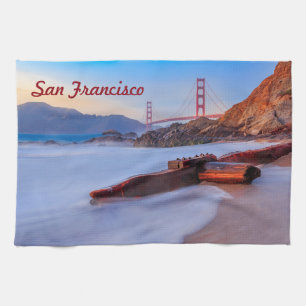 Golden Gate Bridge in San Francisco, Baker Beach Tea Towel