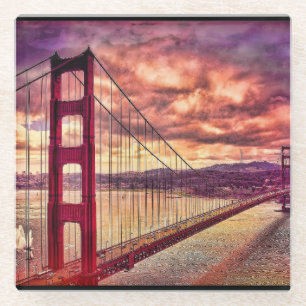 Golden Gate Bridge in San Francisco, California. Glass Coaster