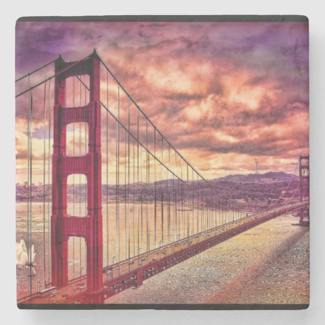 Golden Gate Bridge in San Francisco, California. Stone Coaster (Front)