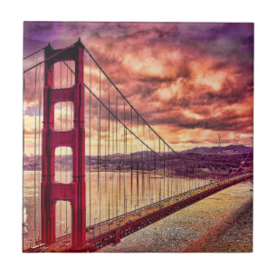 Golden Gate Bridge in San Francisco, California. Tile