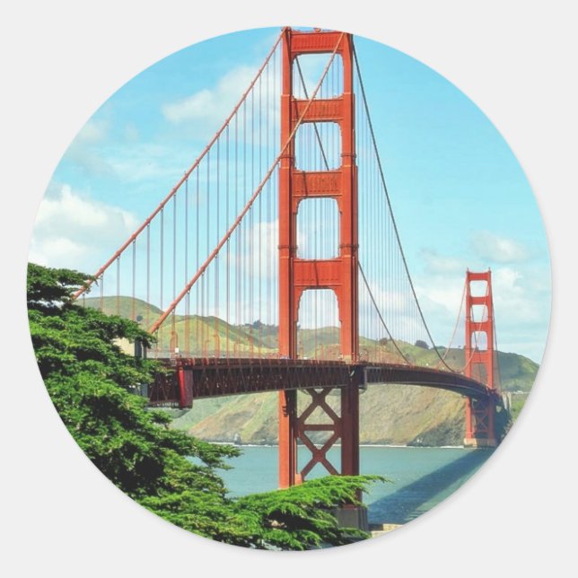 Golden Gate Bridge In San Francisco Classic Round Sticker (Front)