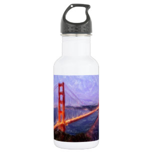 Golden Gate Bridge -- mixed media painting 532 Ml Water Bottle