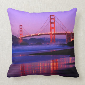 Golden Gate Bridge on Baker Beach at Sundown Cushion