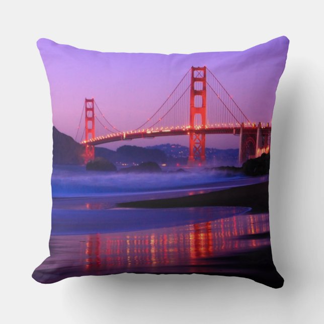 Golden Gate Bridge on Baker Beach at Sundown Cushion (Front)