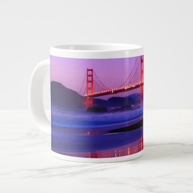 Golden Gate Bridge on Baker Beach at Sundown Large Coffee Mug (Front Left)