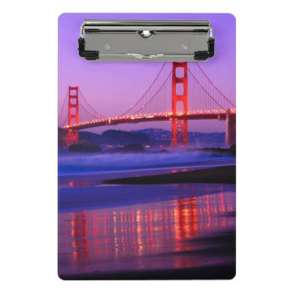 Golden Gate Bridge on Baker Beach at Sundown Mini Clipboard