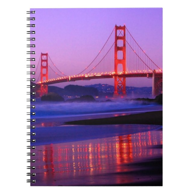 Golden Gate Bridge on Baker Beach at Sundown Notebook (Front)