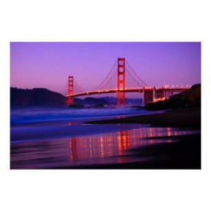 Golden Gate Bridge on Baker Beach at Sundown Poster