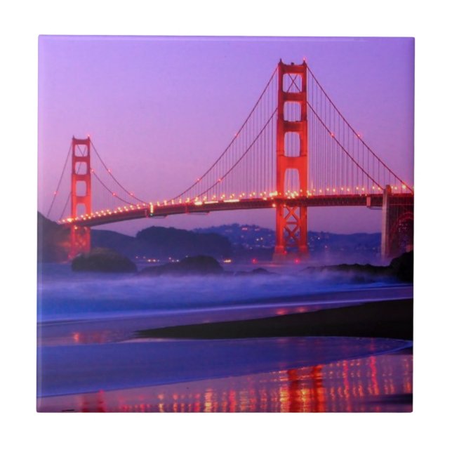 Golden Gate Bridge on Baker Beach at Sundown Tile (Front)