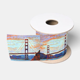 Golden Gate Bridge painting Satin Ribbon