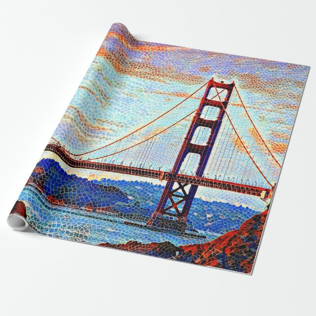 Golden Gate Bridge painting Wrapping Paper (Unrolled)