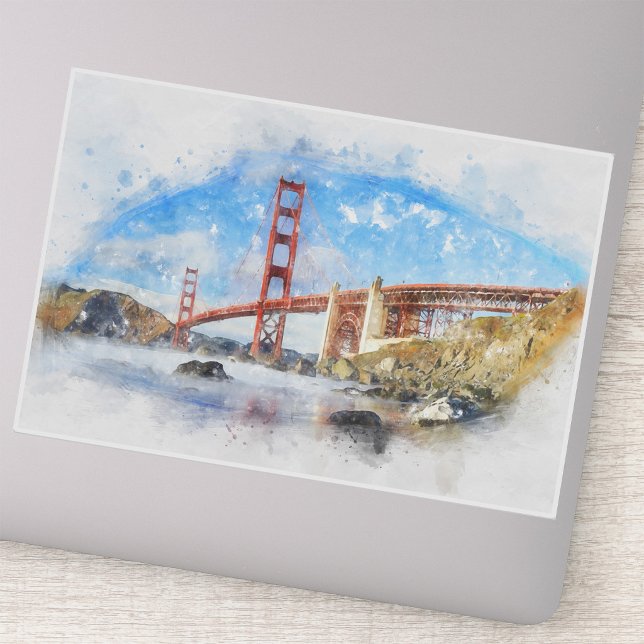 Golden Gate Bridge pastel in San Francisco (Golden Gate Bridge pastel in San Francisco. Sticker)