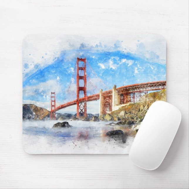 Golden Gate Bridge pastel in San Francisco Mouse Pad (With Mouse)