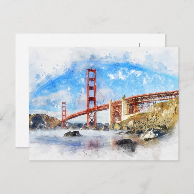 Golden Gate Bridge pastel in San Francisco Postcard (Front/Back)