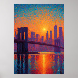 Golden Gate Bridge Pointillism San Francisco Poster