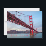 Golden Gate Bridge Postcard<br><div class="desc">The majestic iconic Golden Gate Bridge stands tall against the blue sky at sunset.</div>