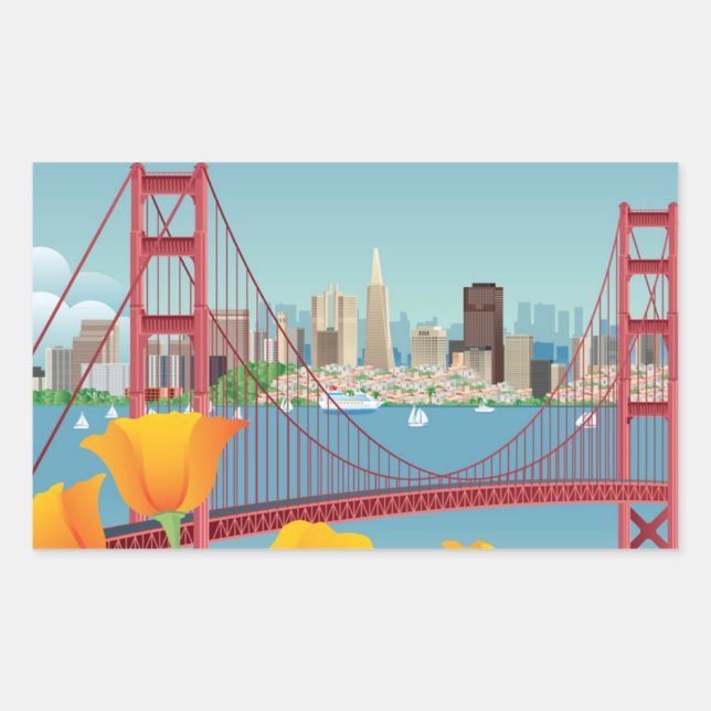 Golden Gate Bridge | San Francisco, CA Rectangular Sticker (Front)