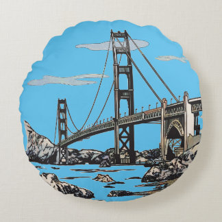 Golden Gate Bridge San Francisco California Round Cushion