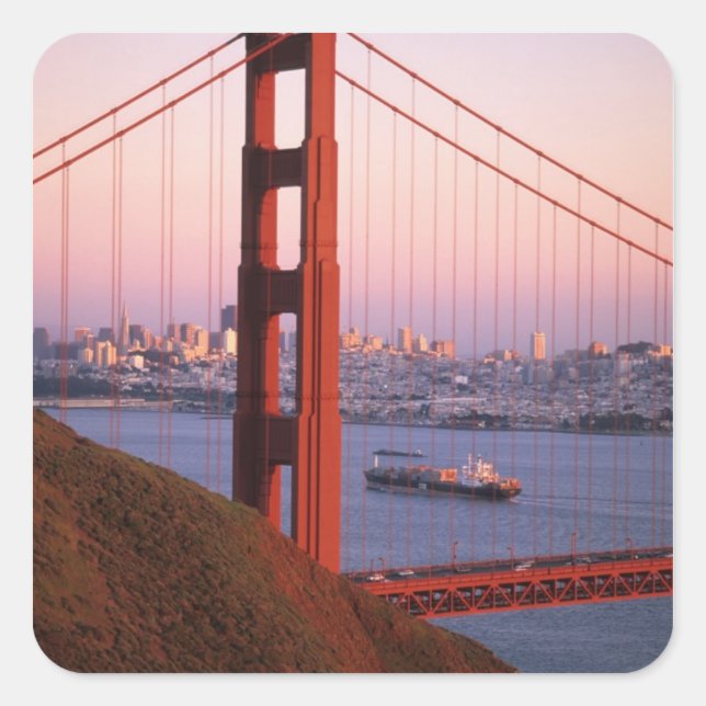 Golden Gate Bridge; San Francisco; California; Square Sticker (Front)