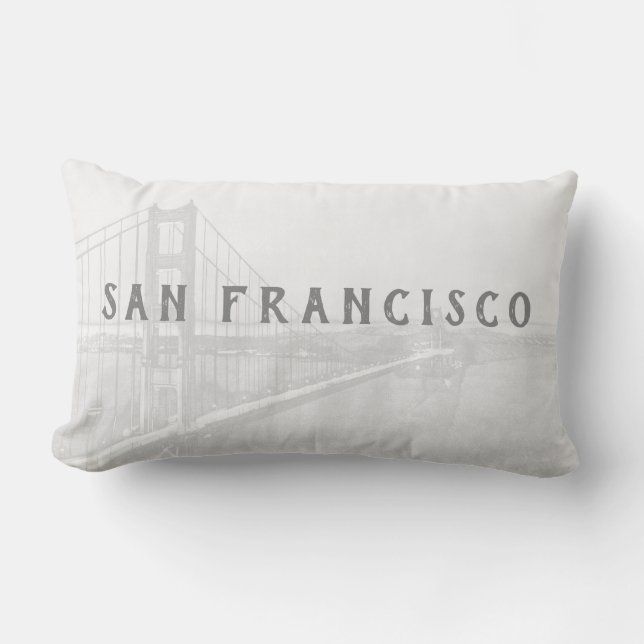 Golden Gate Bridge | San Francisco | Grey Outdoor Lumbar Cushion (Front)