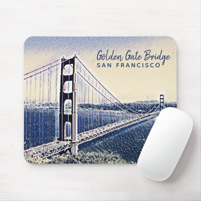 Golden Gate Bridge San Francisco Watercolor Art Mouse Pad (With Mouse)