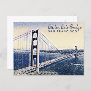 Golden Gate Bridge San Francisco Watercolor Art Postcard
