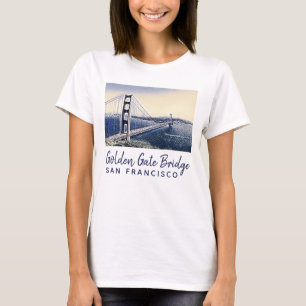 Golden Gate Bridge San Francisco Watercolor Art  T-Shirt