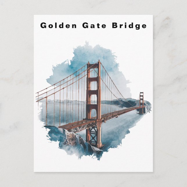 Golden Gate Bridge San Francisco Watercolor  Postcard (Front)