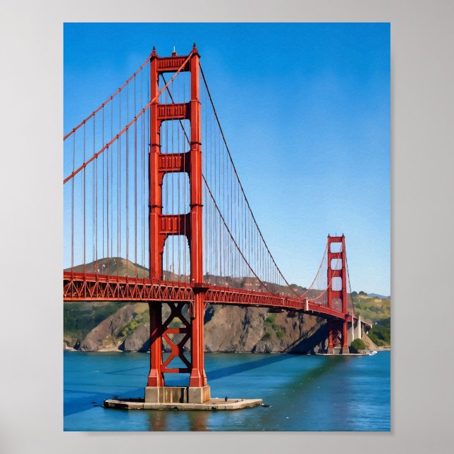 Golden Gate Bridge San Francisco Watercolor Poster (Front)