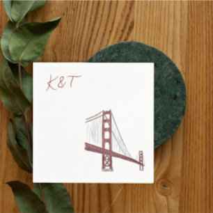 Golden Gate Bridge, San Francisco Wedding cocktail Napkin