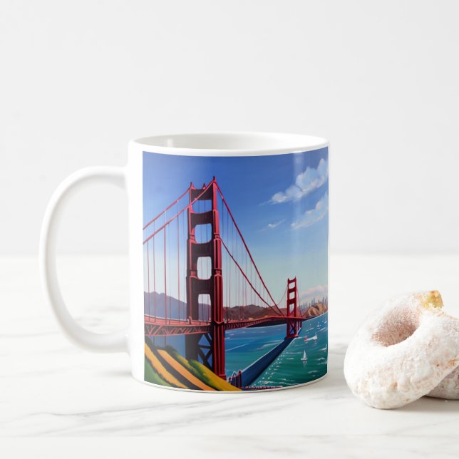 Golden Gate Bridge Souvenir Coffee Mug (With Donut)