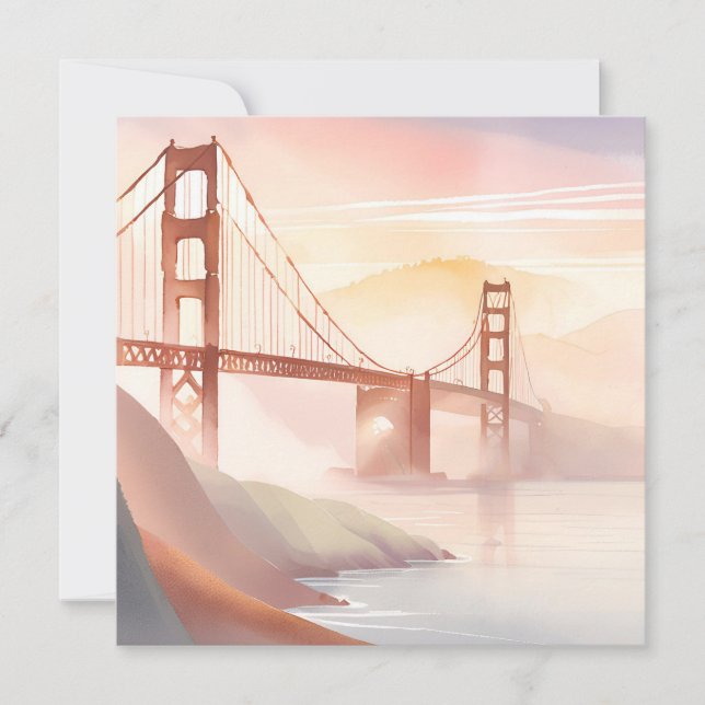 Golden Gate Bridge | Sunrise Beautiful Watercolor Card (Front)