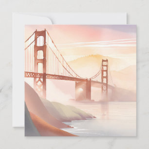 Golden Gate Bridge   Sunrise Beautiful Watercolor Card