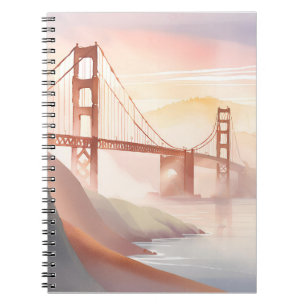 Golden Gate Bridge   Sunrise Beautiful Watercolor Notebook